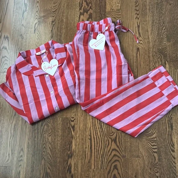 Buddy Love purple and red striped  Pajama Set large - Picture 12 of 13
